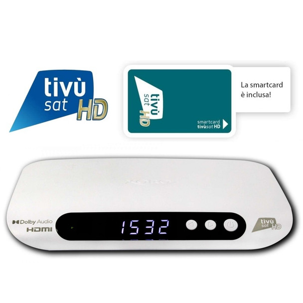 Tivusat Xoro HRS 8830 White Official HD Italian Receiver and Card